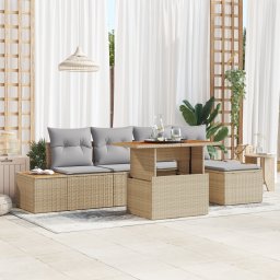 vidaXL Tuinbankenset 6 st Beige en Grijs