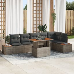 vidaXL Tuinbankenset 7 st Grijs poly rattan