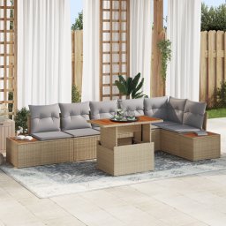 vidaXL Tuinbankenset 7 st Beige poly rattan