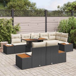 vidaXL Tuinbankenset 9 st Zwart 100 x 55 x 73 cm