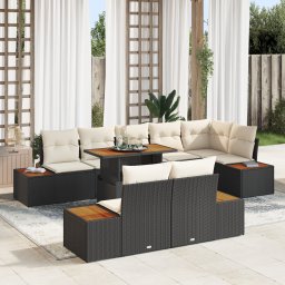 vidaXL Tuinbankenset 9 st Zwart en Beige