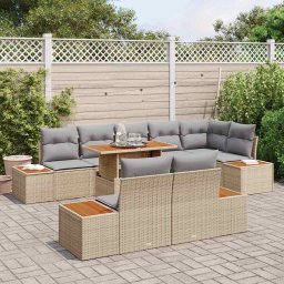 vidaXL Tuinbankenset 9 st Beige 100 x 55 x 73 cm