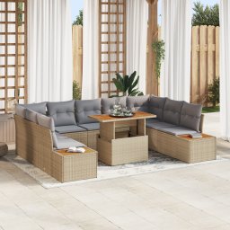 vidaXL Tuinbankenset 10 st Beige poly rattan