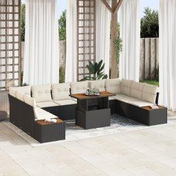 vidaXL Tuinbankenset 11 st Zwart poly rattan