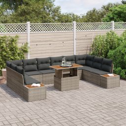 vidaXL Tuinbankenset 11 st Grijs poly rattan