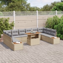 vidaXL Tuinbankenset 11 st Beige poly rattan