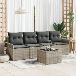 vidaXL Tuin Sofa Set 5 st Licht Grijs en Donker Grijs poly rattan