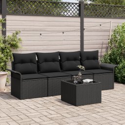vidaXL Tuin Sofa Set 5 st Zwart poly rattan