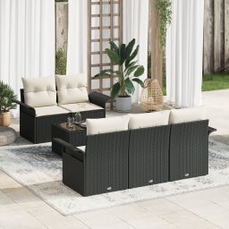 vidaXL Tuin Sofa Set 6 st 5-Aantal zitplaatsen Zwart en Crème