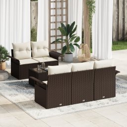vidaXL Tuin Sofa Set 6 st 5-Aantal zitplaatsen Bruin en Crème