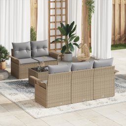 vidaXL Tuin Sofa Set 6 st 5-Aantal zitplaatsen Beige en Grijs