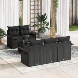 vidaXL Tuin Sofa Set 6 st 5-Aantal zitplaatsen Zwart