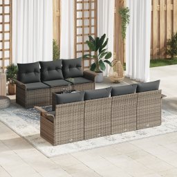 vidaXL Tuinbankenset 8 st 7-Aantal zitplaatsen Grijs poly rattan