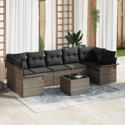 vidaXL Tuin Sofa Set 8 st Grijs poly rattan