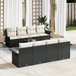 vidaXL Tuin Sofa Set 9 st 8-Aantal zitplaatsen Zwart en Crème