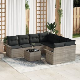 vidaXL Tuinbankenset 9 st Licht Grijs en Donker Grijs poly rattan