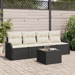 vidaXL Tuin Sofa Set 5 st 4-Aantal zitplaatsen Zwart en Crème