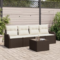 vidaXL Tuin Sofa Set 5 st 4-Aantal zitplaatsen Bruin en Crème