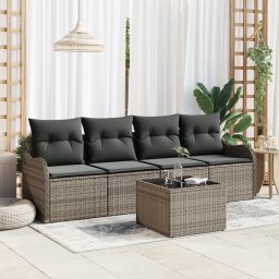 vidaXL Tuin Sofa Set 5 st 4-Aantal zitplaatsen Grijs poly rattan