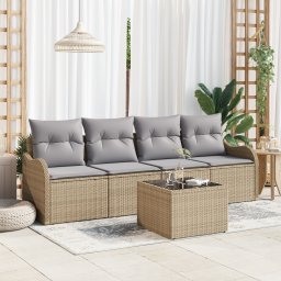 vidaXL Tuin Sofa Set 5 st 4-Aantal zitplaatsen Beige en Grijs