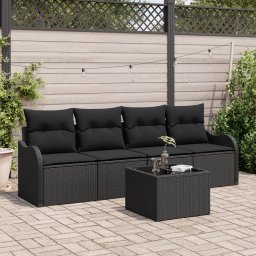 vidaXL Tuin Sofa Set 5 st 4-Aantal zitplaatsen Zwart poly rattan
