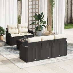 vidaXL Tuin Sofa Set 6 st 5-Aantal zitplaatsen Zwart en Crème