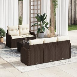 vidaXL Tuin Sofa Set 6 st 5-Aantal zitplaatsen Bruin en Crème