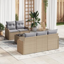 vidaXL Tuin Sofa Set 6 st 5-Aantal zitplaatsen Beige en Grijs