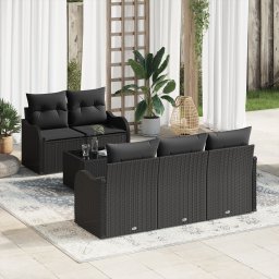 vidaXL Tuin Sofa Set 6 st 5-Aantal zitplaatsen Zwart poly rattan