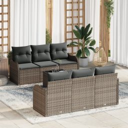 vidaXL Tuin Sofa Set 7 st 6-Aantal zitplaatsen Grijs