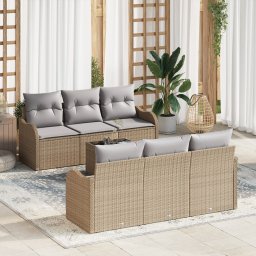 vidaXL Tuin Sofa Set 7 st 6-Aantal zitplaatsen Beige en Grijs