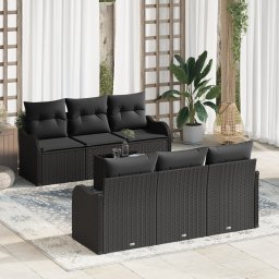 vidaXL Tuin Sofa Set 7 st 6-Aantal zitplaatsen Zwart