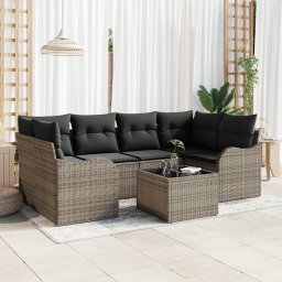 vidaXL Tuin Sofa Set 7 st 6-Aantal zitplaatsen Grijs