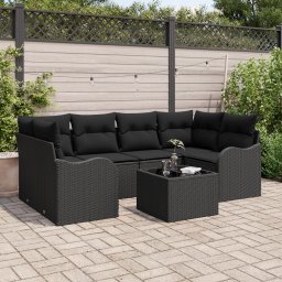 vidaXL Tuin Sofa Set 7 st 6-Aantal zitplaatsen Zwart