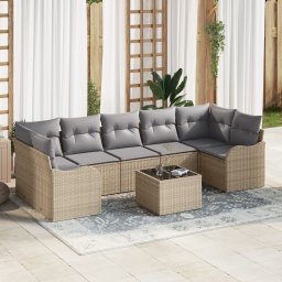 vidaXL Tuin Sofa Set 8 st 7-Aantal zitplaatsen Beige en Grijs