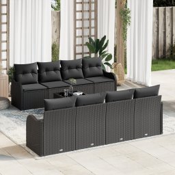 vidaXL Tuin Sofa Set 9 st 8-Aantal zitplaatsen Zwart
