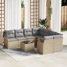 vidaXL Tuin Sofa Set 9 st 8-Aantal zitplaatsen Beige en Grijs