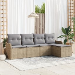 vidaXL Tuin Sofa Set 5 st Beige en Licht Grijs poly rattan