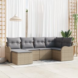vidaXL Tuin Sofa Set 6 st Beige en Licht Grijs poly rattan