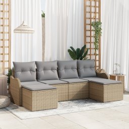 vidaXL Tuin Sofa Set 6 st Beige en Licht Grijs poly rattan