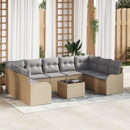 vidaXL Tuin Sofa Set 10 st Beige en Licht Grijs poly rattan