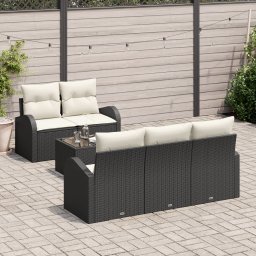 vidaXL Tuin Sofa Set 6 st 5-Aantal zitplaatsen Zwart en Crème