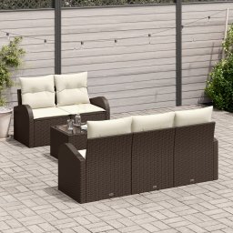 vidaXL Tuin Sofa Set 6 st 5-Aantal zitplaatsen Bruin en Crème