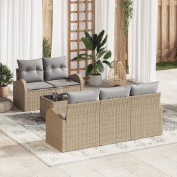 vidaXL Tuin Sofa Set 6 st 5-Aantal zitplaatsen Beige en Grijs