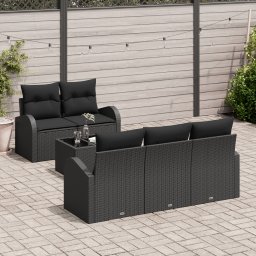vidaXL Tuin Sofa Set 6 st 5-Aantal zitplaatsen Zwart poly rattan