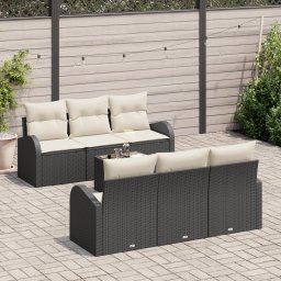 vidaXL Tuin Sofa Set 7 st 6-Aantal zitplaatsen Zwart en Crème