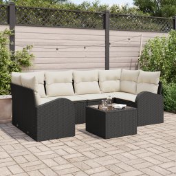 vidaXL Tuin Sofa Set 7 st 6-Aantal zitplaatsen Zwart en Crème