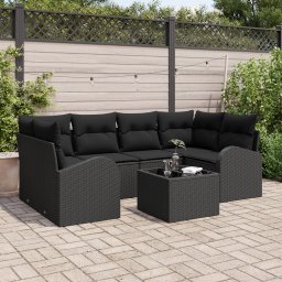 vidaXL Tuin Sofa Set 7 st 6-Aantal zitplaatsen Zwart poly rattan