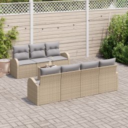 vidaXL Tuin Sofa Set 8 st 7-Aantal zitplaatsen Beige en Grijs
