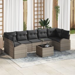vidaXL Tuin Sofa Set 8 st 7-Aantal zitplaatsen Grijs poly rattan